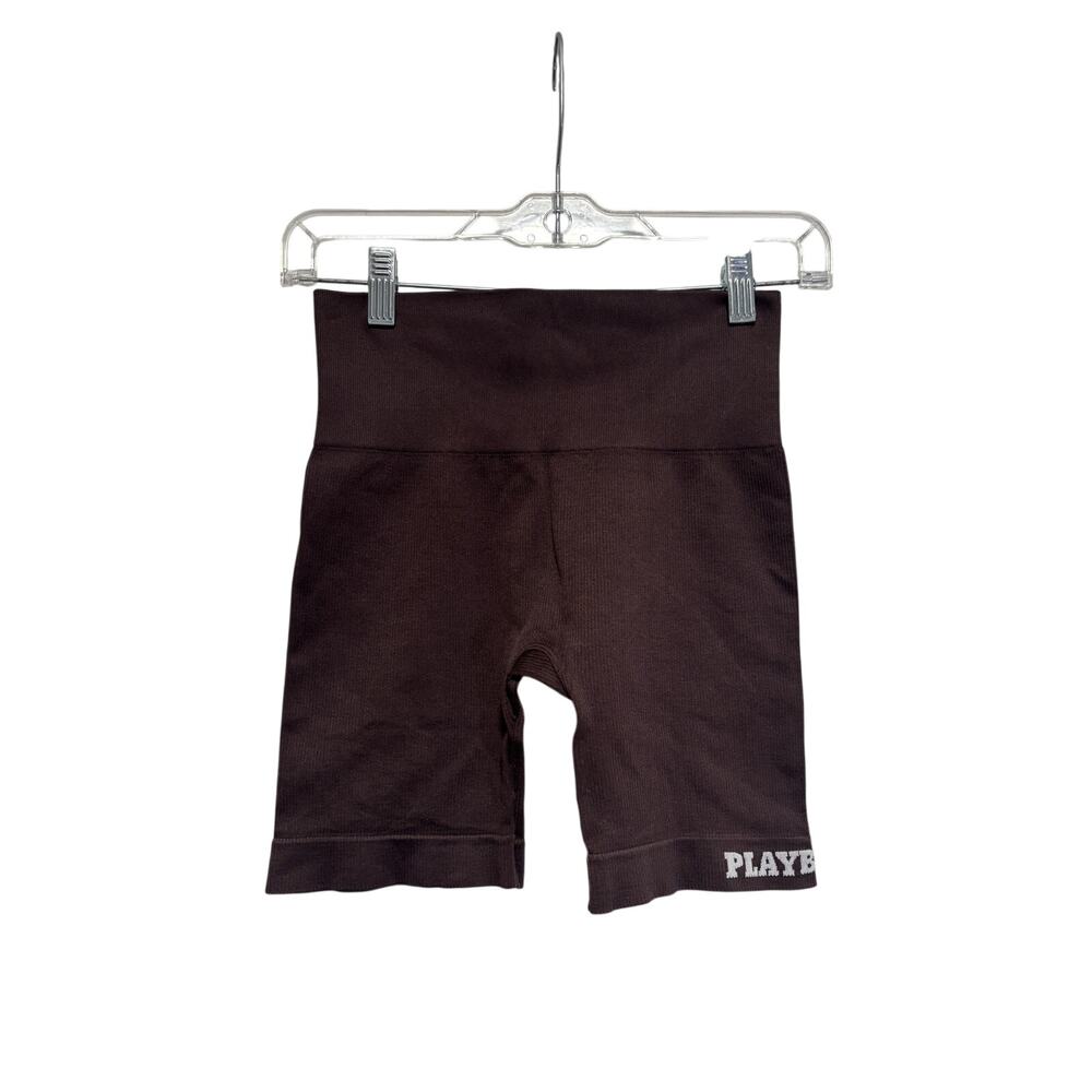 Playboy Brown High Waist Bike Shorts S - Picture 2 of 7
